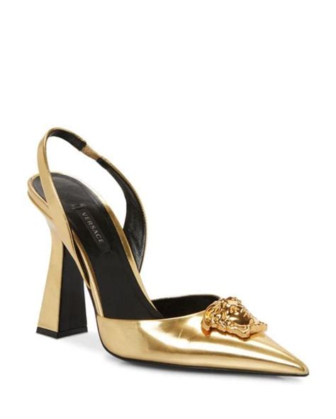 versace model pump medusa black and gold|Versace la medusa slingback pumps.